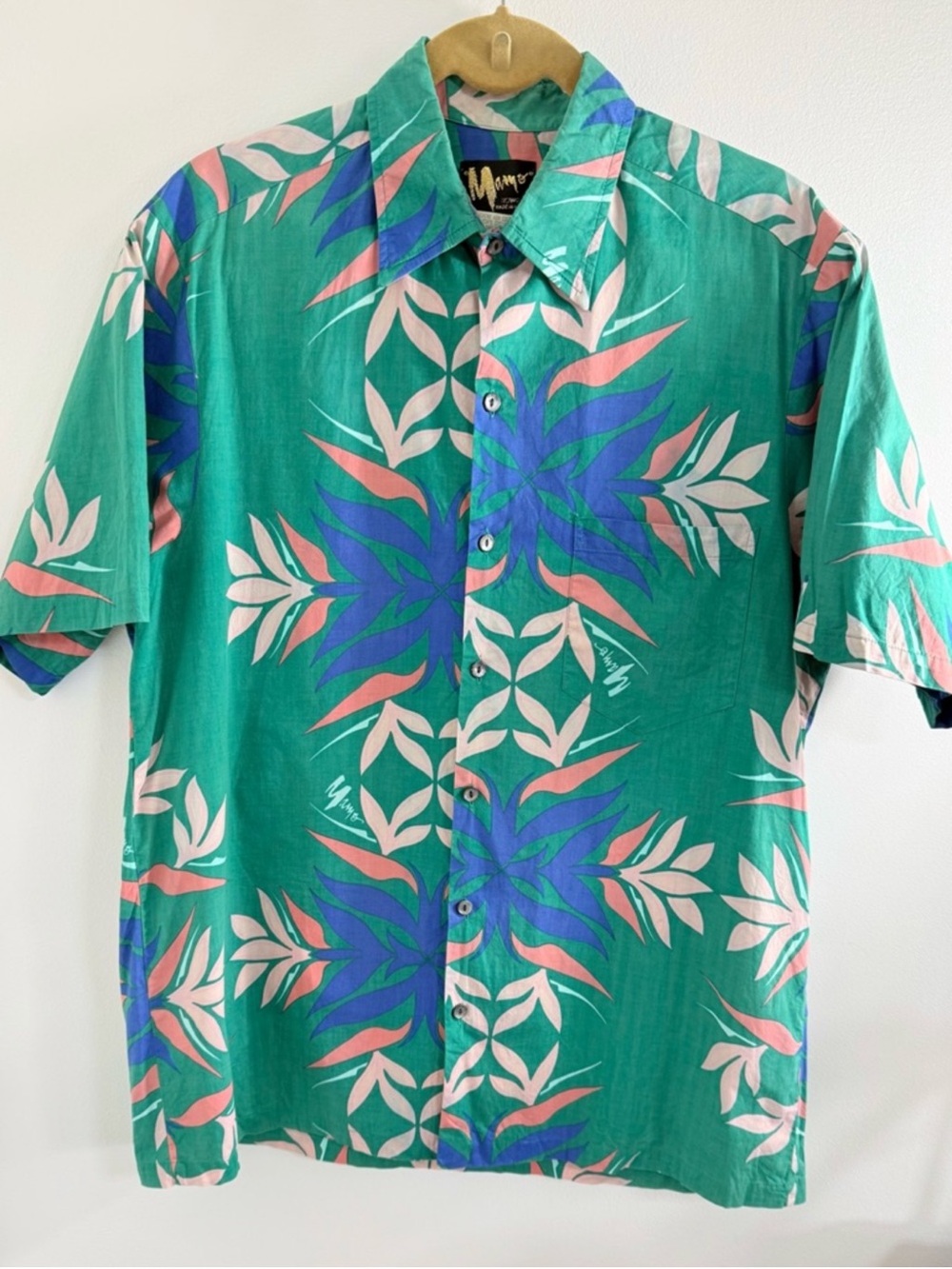 Men's Vintage Authentic Mamo Hawaiian 🌺 Print Shirt Size XL